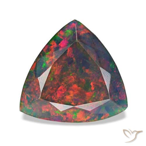 Ópalo negro multicolor de 2,72 ct, trillón, opaco