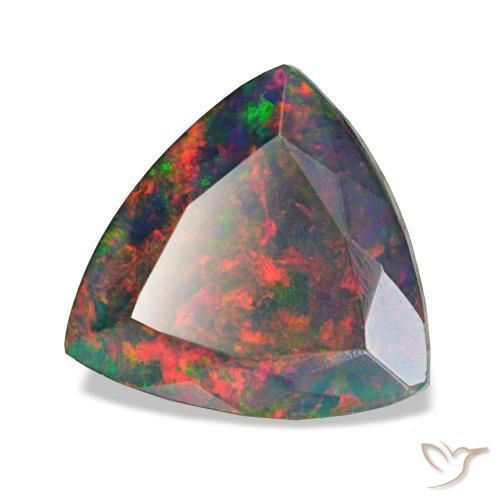 Ópalo negro multicolor natural de 2,72 ct, trillón, opaco