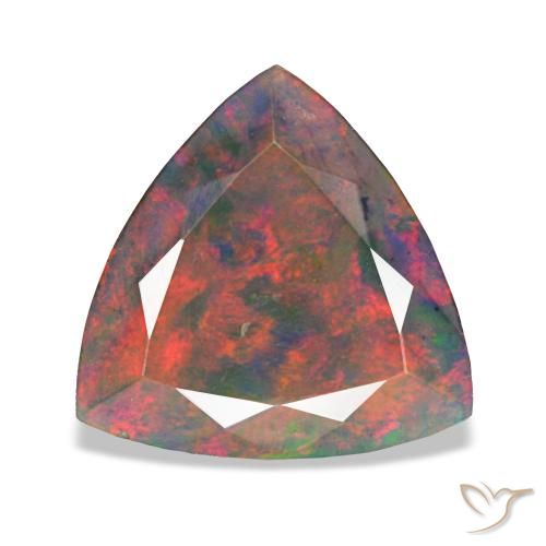 Ópalo negro multicolor de 1,94 ct, trillón, opaco