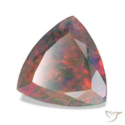 Ópalo negro multicolor natural de 1,94 ct, trillón, opaco