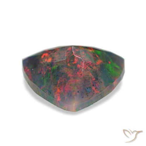 Ópalo negro multicolor natural de 1,94 ct, trillón, opaco