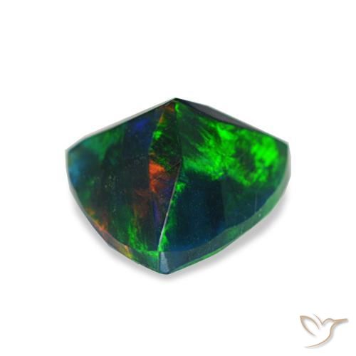 Ópalo negro multicolor natural de 0,68 ct, trillón, opaco
