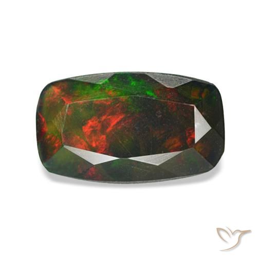 Ópalo negro multicolor natural de 0,71 ct, corte redondo, opaco