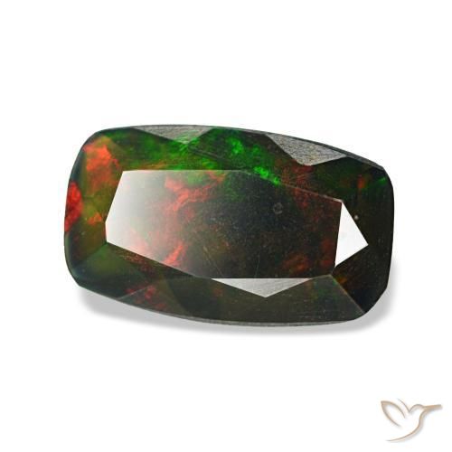 Ópalo negro multicolor natural de 0,71 ct, corte redondo, opaco