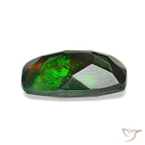Ópalo negro multicolor natural de 0,71 ct, corte redondo, opaco