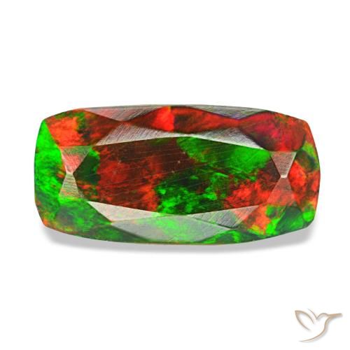 Ópalo negro multicolor natural de 1,28 ct, corte cojín, opaco