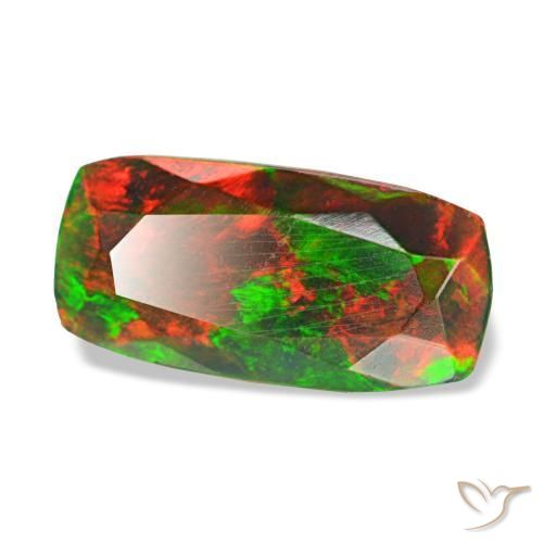 Ópalo negro multicolor natural de 1,28 ct, corte cojín, opaco
