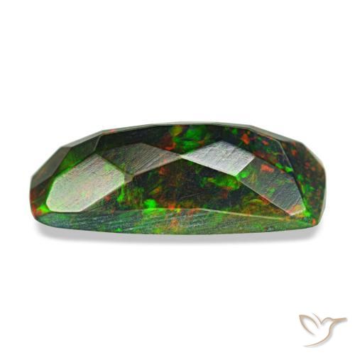 Ópalo negro multicolor natural de 1,31 ct, corte cojín, opaco
