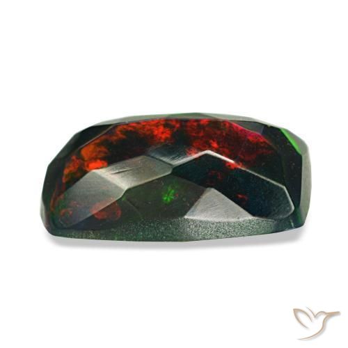 Ópalo negro multicolor natural de 1,06 ct, corte cojín, opaco