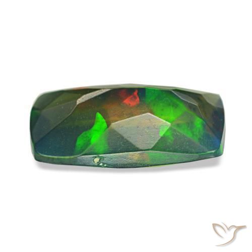 Ópalo negro multicolor natural de 1,08 ct, corte cojín, translúcido