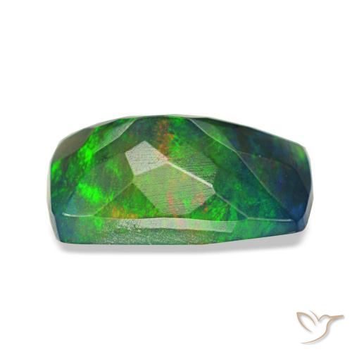 Ópalo negro multicolor natural de 0,96 ct, corte cojín, translúcido