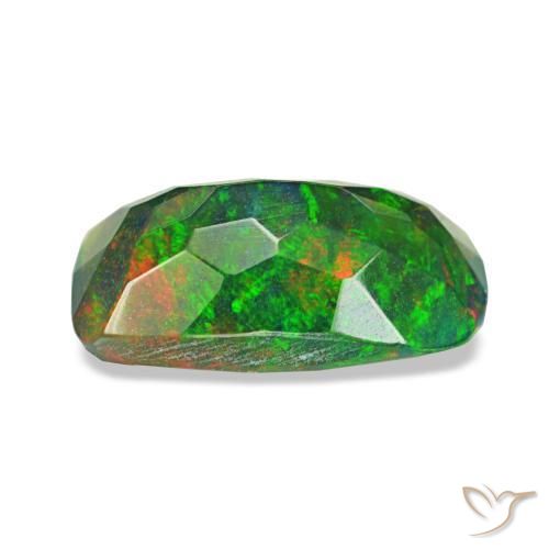 Ópalo negro multicolor natural de 0,96 ct, corte cojín, translúcido
