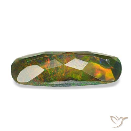 Ópalo negro multicolor natural de 1,12 ct, corte cojín, translúcido