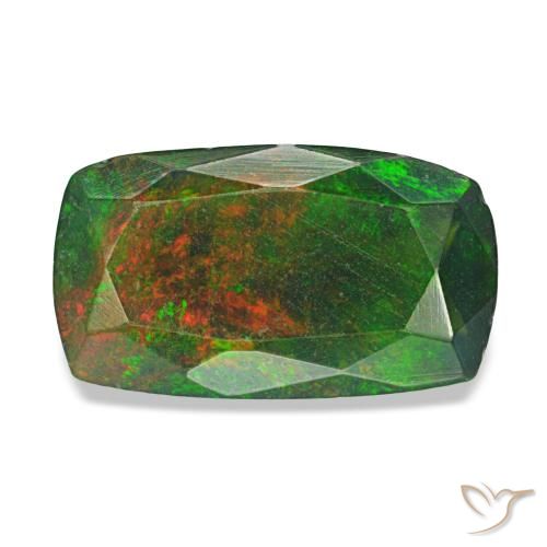 Ópalo negro multicolor natural de 1,21 ct, corte cojín, translúcido