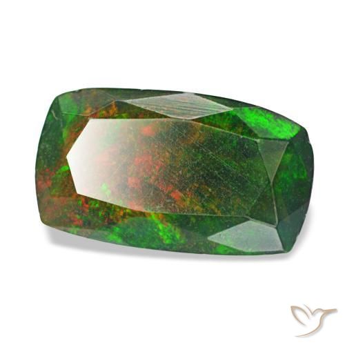 Ópalo negro multicolor natural de 1,21 ct, corte cojín, translúcido