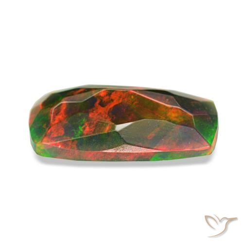 Ópalo negro multicolor natural de 0,76 ct, corte cojín, translúcido
