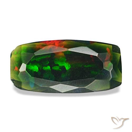 Ópalo negro multicolor natural de 1,18 ct, corte cojín, translúcido
