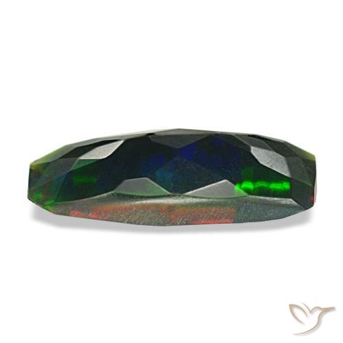Ópalo negro multicolor natural de 1,18 ct, corte cojín, translúcido