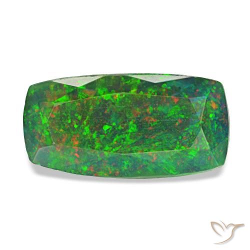 Ópalo negro multicolor natural de 1,26 ct, corte cojín, translúcido