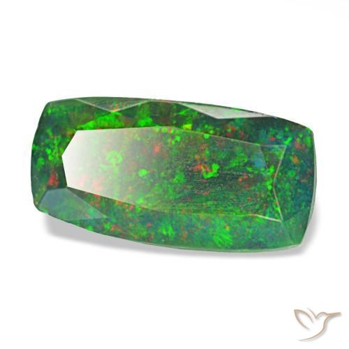 Ópalo negro multicolor natural de 1,26 ct, corte cojín, translúcido