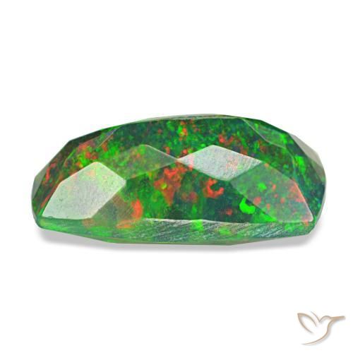 Ópalo negro multicolor natural de 1,26 ct, corte cojín, translúcido