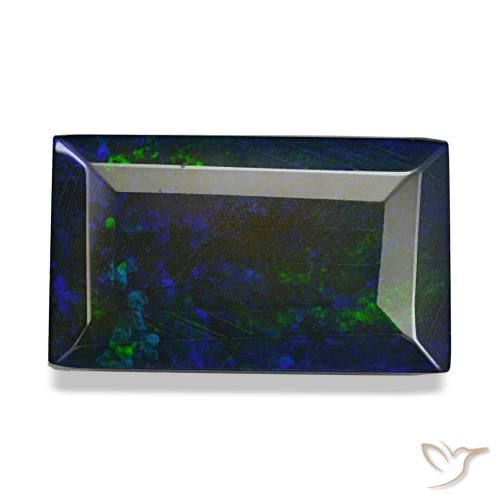 Ópalo negro multicolor natural de 4,75 ct, baguette, translúcido