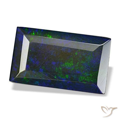 Ópalo negro multicolor natural de 4,75 ct, baguette, translúcido