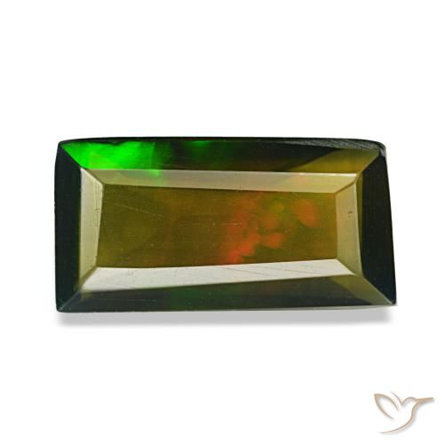 Ópalo negro multicolor natural de 2,13 ct, corte cojín, translúcido