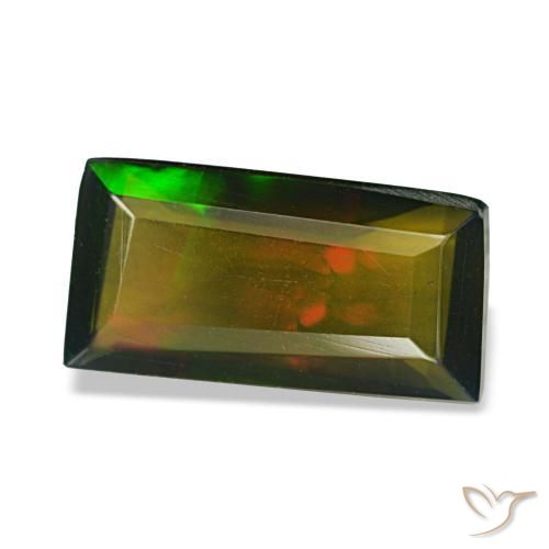 Ópalo negro multicolor natural de 2,13 ct, corte cojín, translúcido