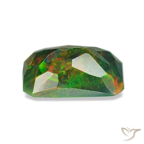 Ópalo negro multicolor natural de 0,89 ct, corte esmeralda, translúcido