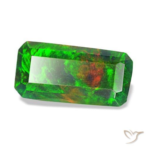 Ópalo negro multicolor natural de 1,04 ct, corte esmeralda, translúcido