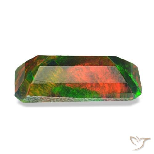 Ópalo negro multicolor natural de 1,04 ct, corte esmeralda, translúcido