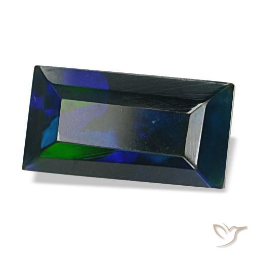 Ópalo negro multicolor natural de 2,54 ct, baguette, opaco