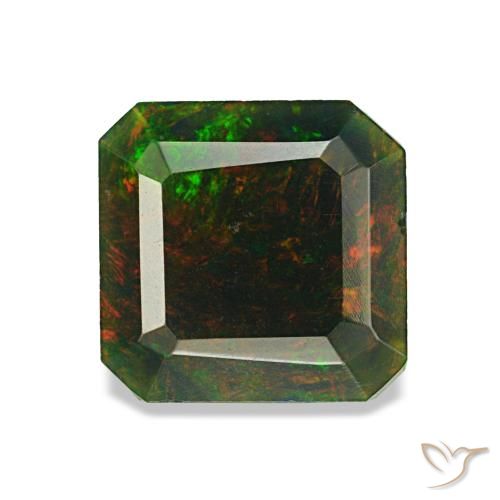 Ópalo negro multicolor de 1,04 ct, corte esmeralda, opaco