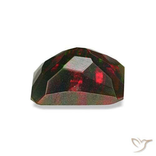 Ópalo negro multicolor natural de 0,57 ct, corte esmeralda, opaco