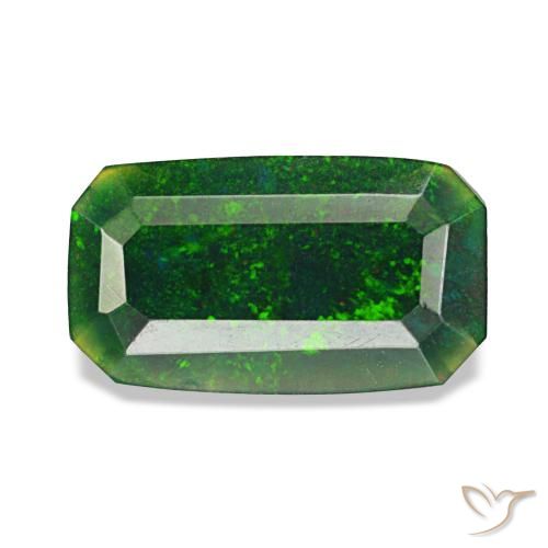 Ópalo negro multicolor natural de 0,77 ct, corte esmeralda, opaco