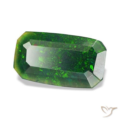 Ópalo negro multicolor natural de 0,77 ct, corte esmeralda, opaco
