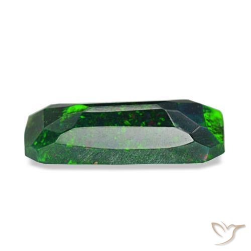 Ópalo negro multicolor natural de 0,77 ct, corte esmeralda, opaco