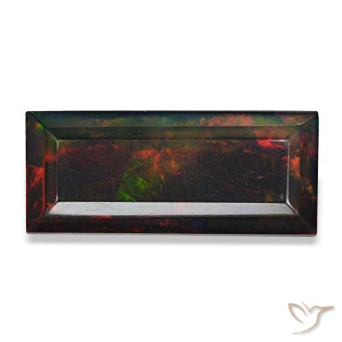 Ópalo negro multicolor natural de 3,89 ct, baguette, opaco