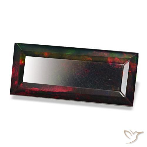 Ópalo negro multicolor natural de 3,89 ct, baguette, opaco