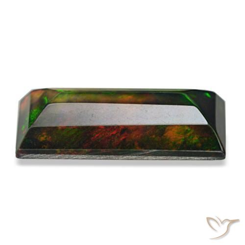 Ópalo negro multicolor natural de 3,89 ct, baguette, opaco