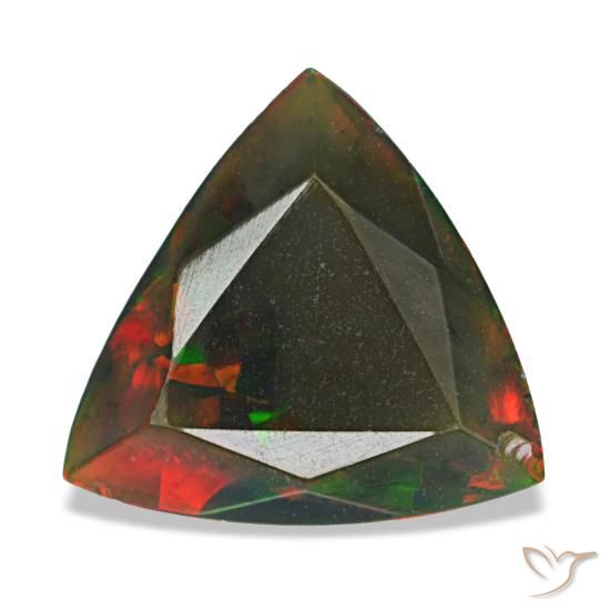 Ópalo negro multicolor natural de 1,40 ct, trillón, opaco