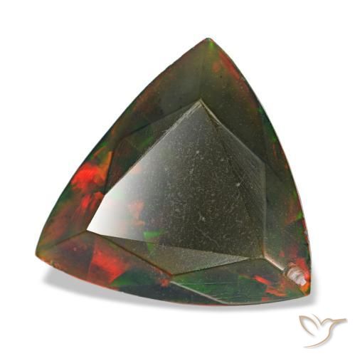 Ópalo negro multicolor natural de 1,40 ct, trillón, opaco