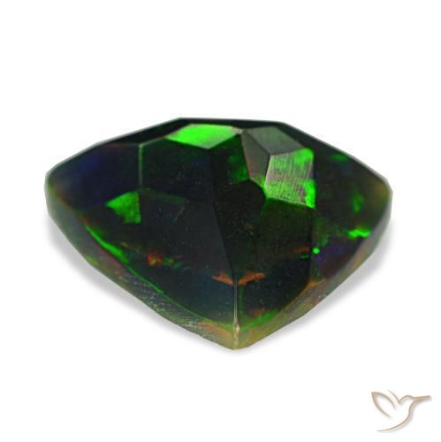 Ópalo negro multicolor natural de 1,40 ct, trillón, opaco