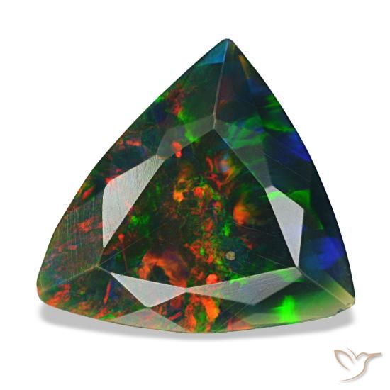 Ópalo negro multicolor natural de 1,53 ct, trillón, opaco