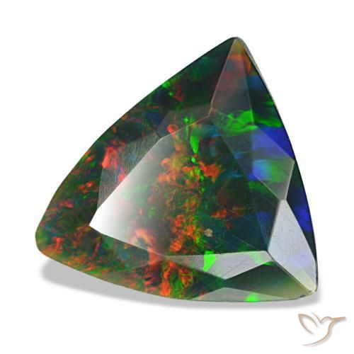 Ópalo negro multicolor natural de 1,53 ct, trillón, opaco