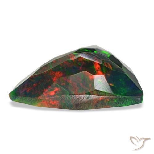 Ópalo negro multicolor natural de 1,53 ct, trillón, opaco