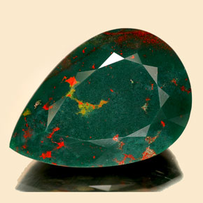 Heliotropo verde natural de 17,50 ct, en forma de pera, opaco
