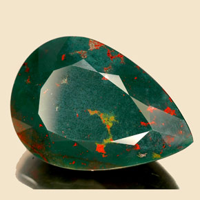 Heliotropo verde natural de 17,50 ct, en forma de pera, opaco