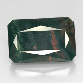 Heliotropo verde natural de 24,79 ct, corte esmeralda, opaco